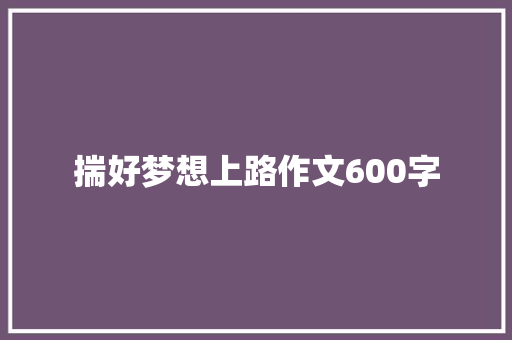 揣好梦想上路作文600字