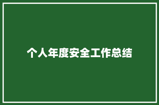 个人年度安全工作总结