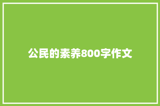 公民的素养800字作文