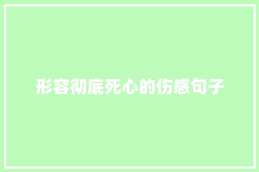 形容彻底死心的伤感句子