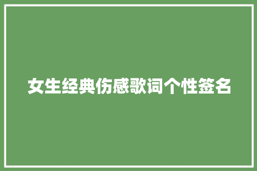 女生经典伤感歌词个性签名