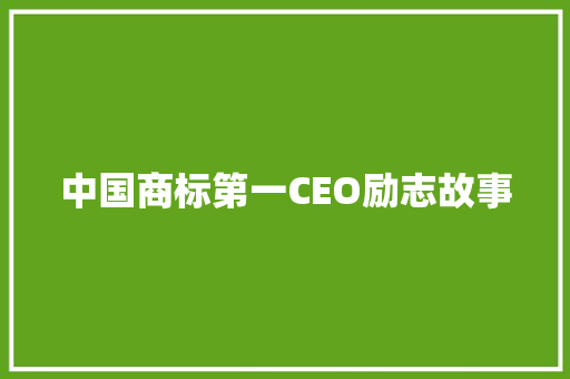 中国商标第一CEO励志故事