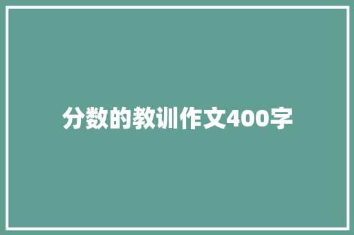 分数的教训作文400字