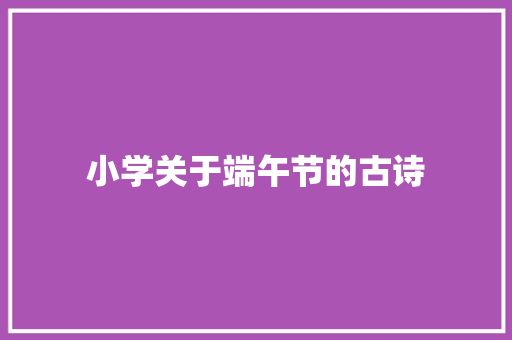 小学关于端午节的古诗