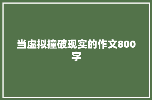 当虚拟撞破现实的作文800字