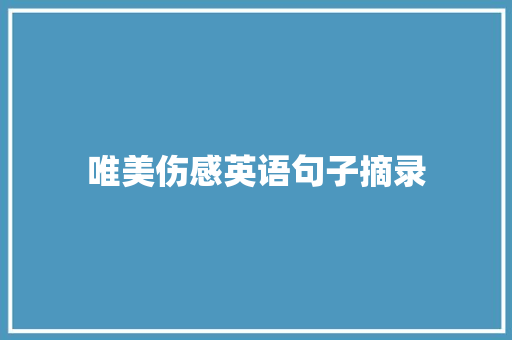 唯美伤感英语句子摘录