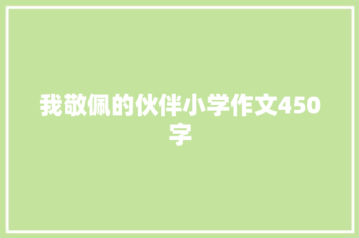 我敬佩的伙伴小学作文450字