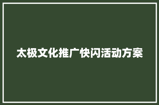 太极文化推广快闪活动方案