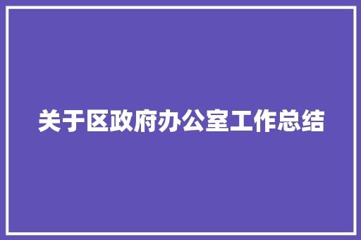 关于区政府办公室工作总结