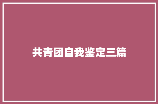 共青团自我鉴定三篇