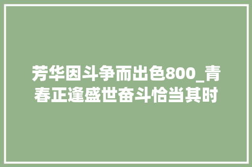 芳华因斗争而出色800_青春正逢盛世奋斗恰当其时