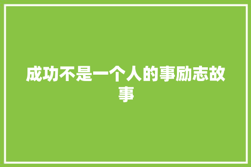 成功不是一个人的事励志故事