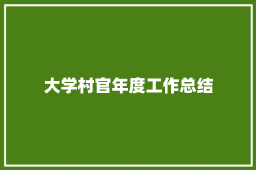 大学村官年度工作总结