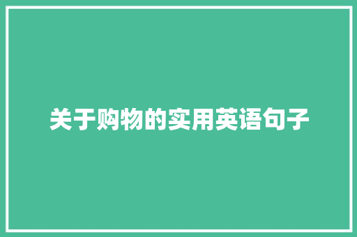 关于购物的实用英语句子