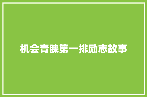 机会青睐第一排励志故事