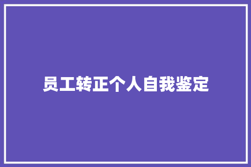 员工转正个人自我鉴定