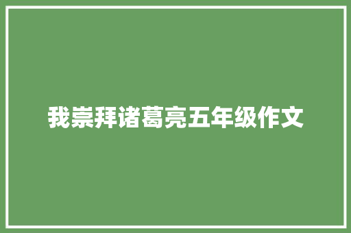 我崇拜诸葛亮五年级作文