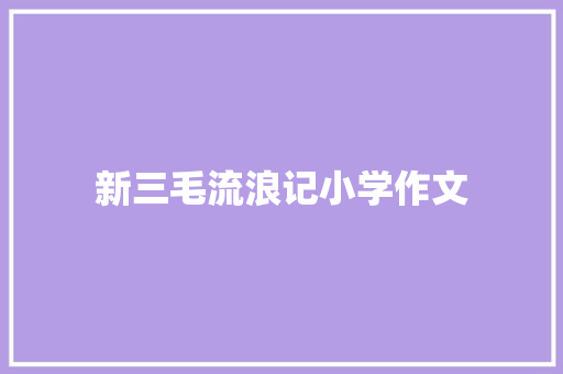 新三毛流浪记小学作文