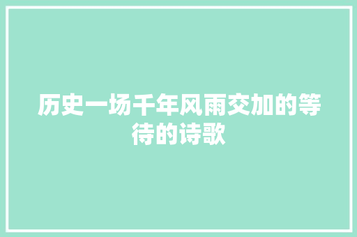 历史一场千年风雨交加的等待的诗歌