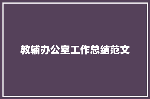 教辅办公室工作总结范文 论文范文