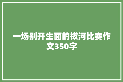 一场别开生面的拔河比赛作文350字