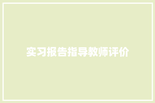 实习报告指导教师评价