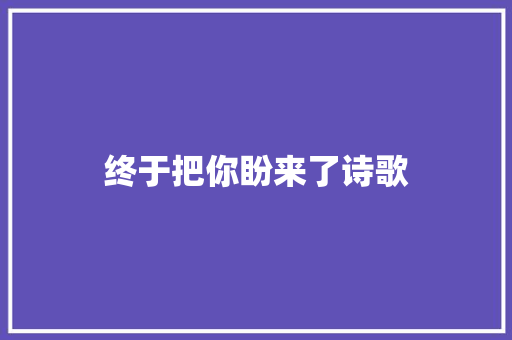 终于把你盼来了诗歌