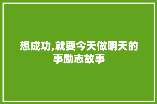 想成功,就要今天做明天的事励志故事