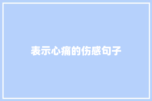 表示心痛的伤感句子