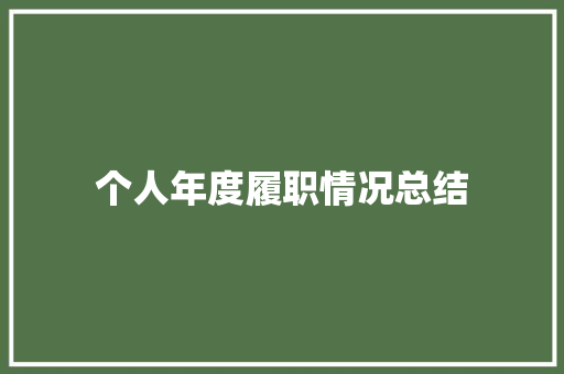 个人年度履职情况总结