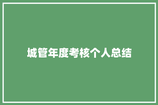 城管年度考核个人总结