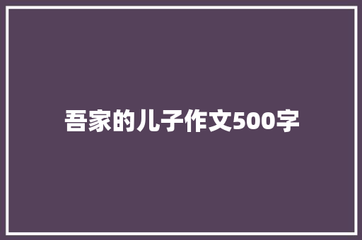 吾家的儿子作文500字