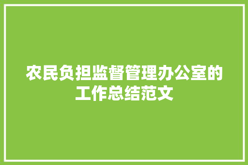 农民负担监督管理办公室的工作总结范文