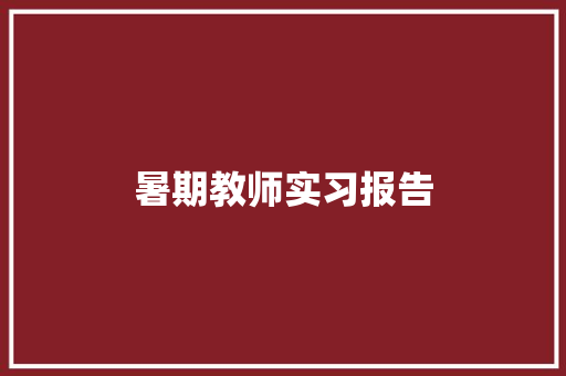 暑期教师实习报告