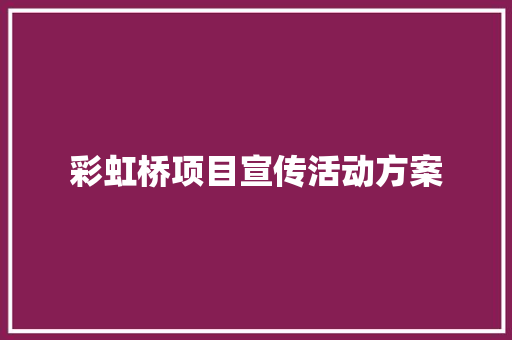 彩虹桥项目宣传活动方案