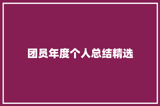 团员年度个人总结精选