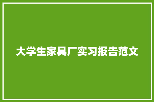 大学生家具厂实习报告范文