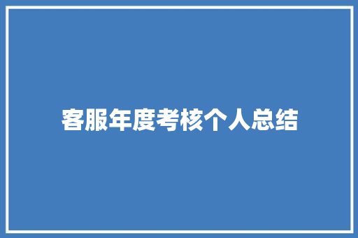 客服年度考核个人总结