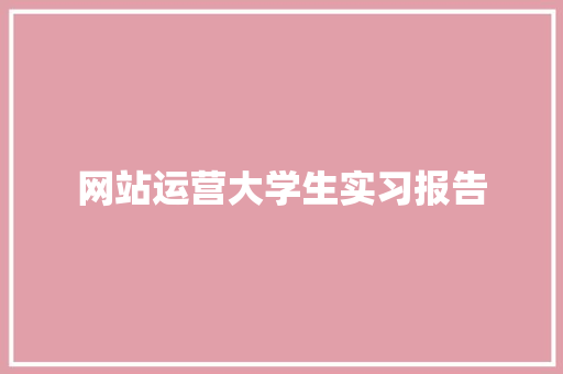 网站运营大学生实习报告