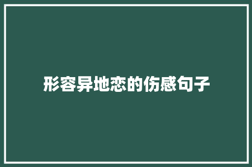 形容异地恋的伤感句子