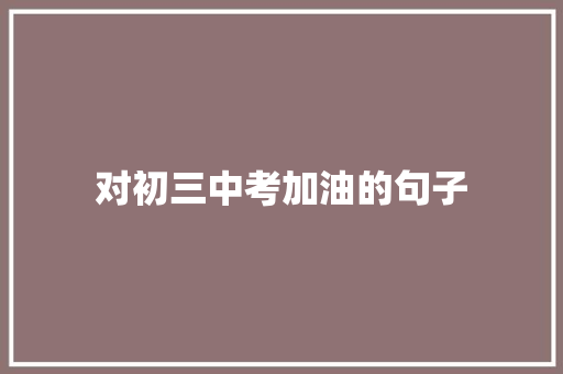 对初三中考加油的句子