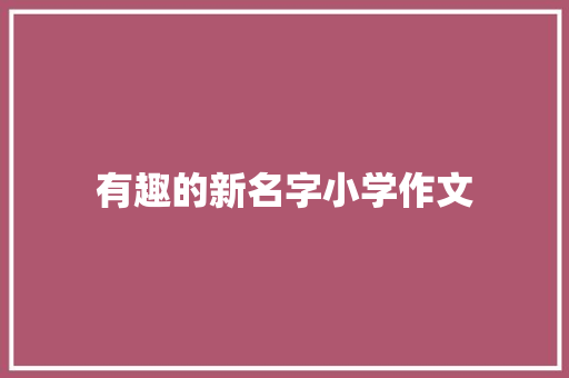 有趣的新名字小学作文