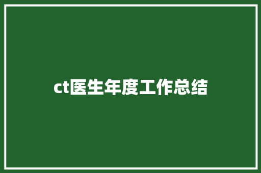 ct医生年度工作总结 综述范文