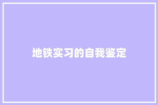 地铁实习的自我鉴定 论文范文