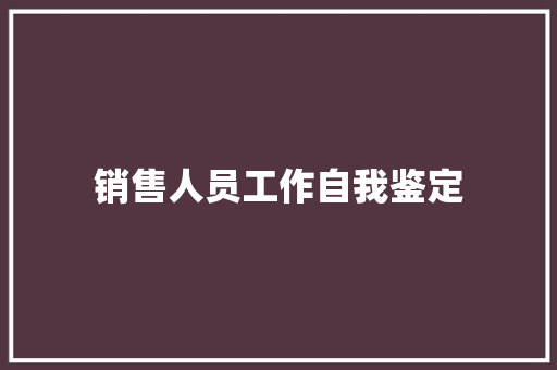 销售人员工作自我鉴定 论文范文