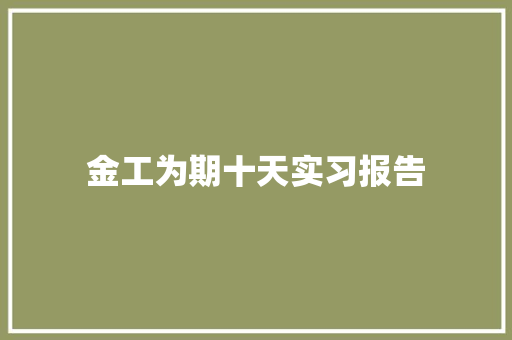 金工为期十天实习报告