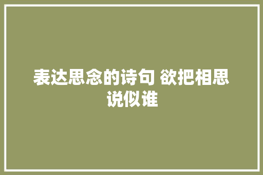 表达思念的诗句 欲把相思说似谁