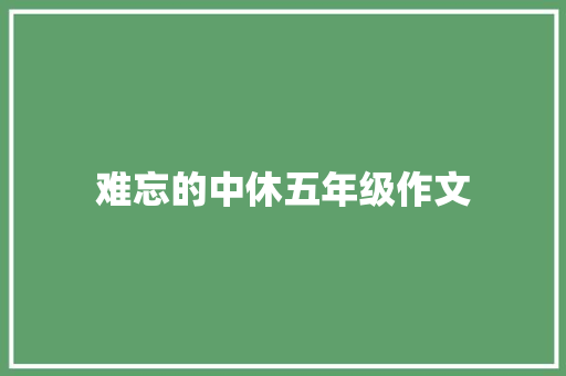 难忘的中休五年级作文