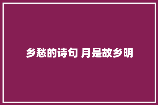 乡愁的诗句 月是故乡明