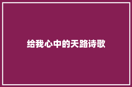 给我心中的天路诗歌